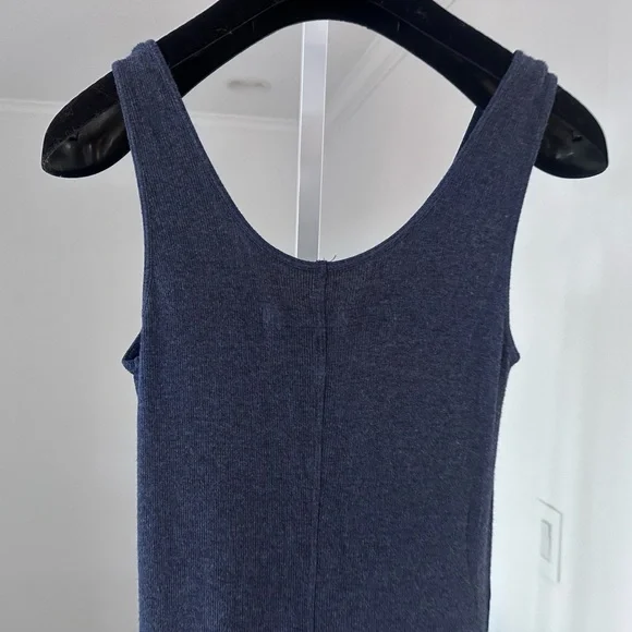 New ENZA COSTA Cashmere Silk Knit Midi Tank Dress Medium  Indigo Blue Navy - Picture 6 of 8